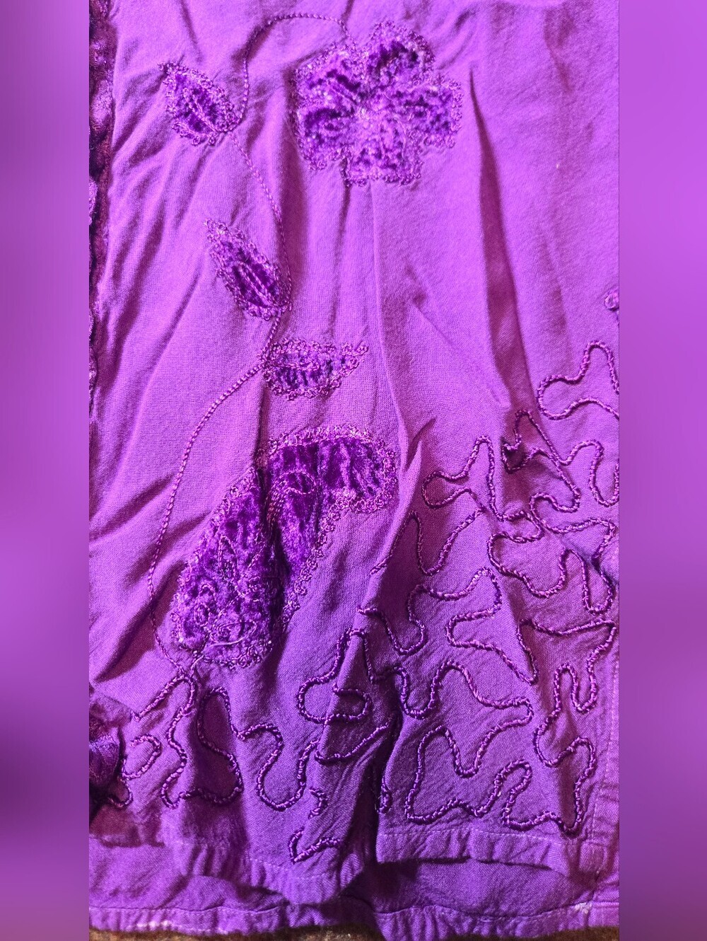 Vintage Mamta Tiered Skirt And Top Size Large (One Size) Purple Velvet Like - Picture 14 of 16